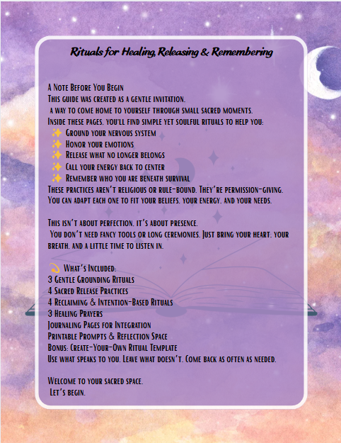 Ritual workbook- Sacred Space For Healing, Releasing, & Remembering