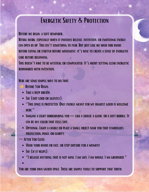Ritual workbook- Sacred Space For Healing, Releasing, & Remembering