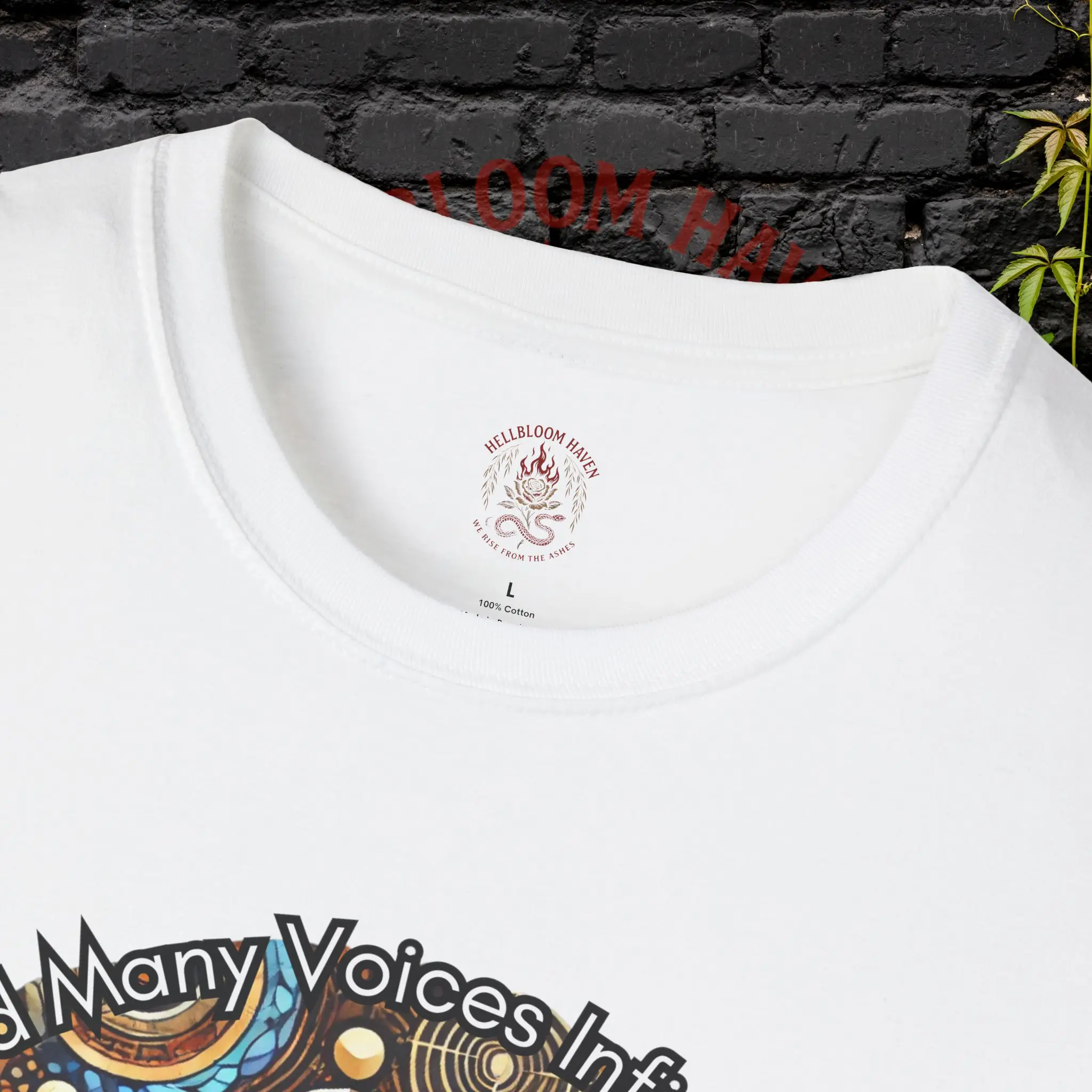 Many Voices One Humanity T-Shirt – Angled View