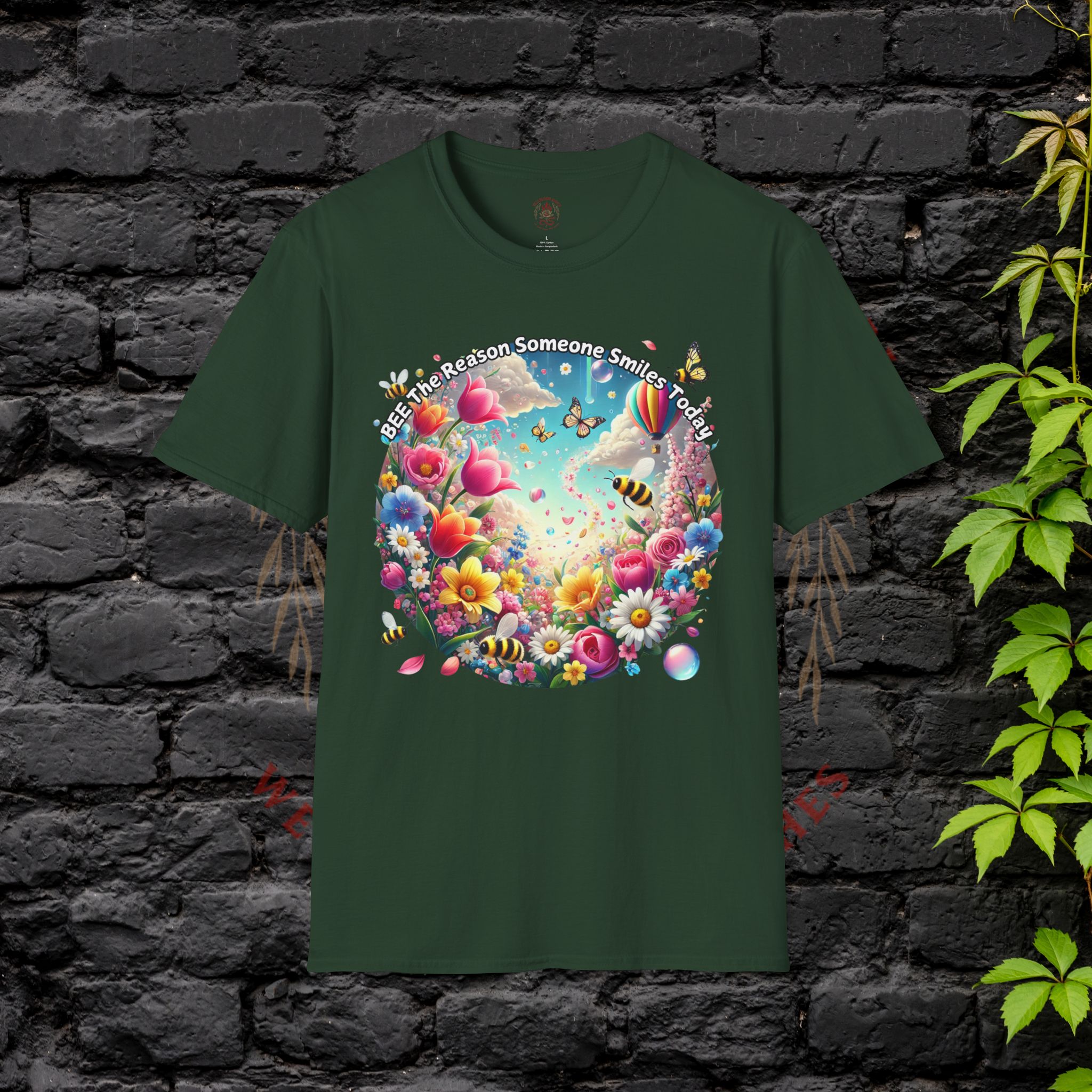 Bee the Reason Someone Smiles Today Uplifting Floral Unisex T-Shirt - Image 25