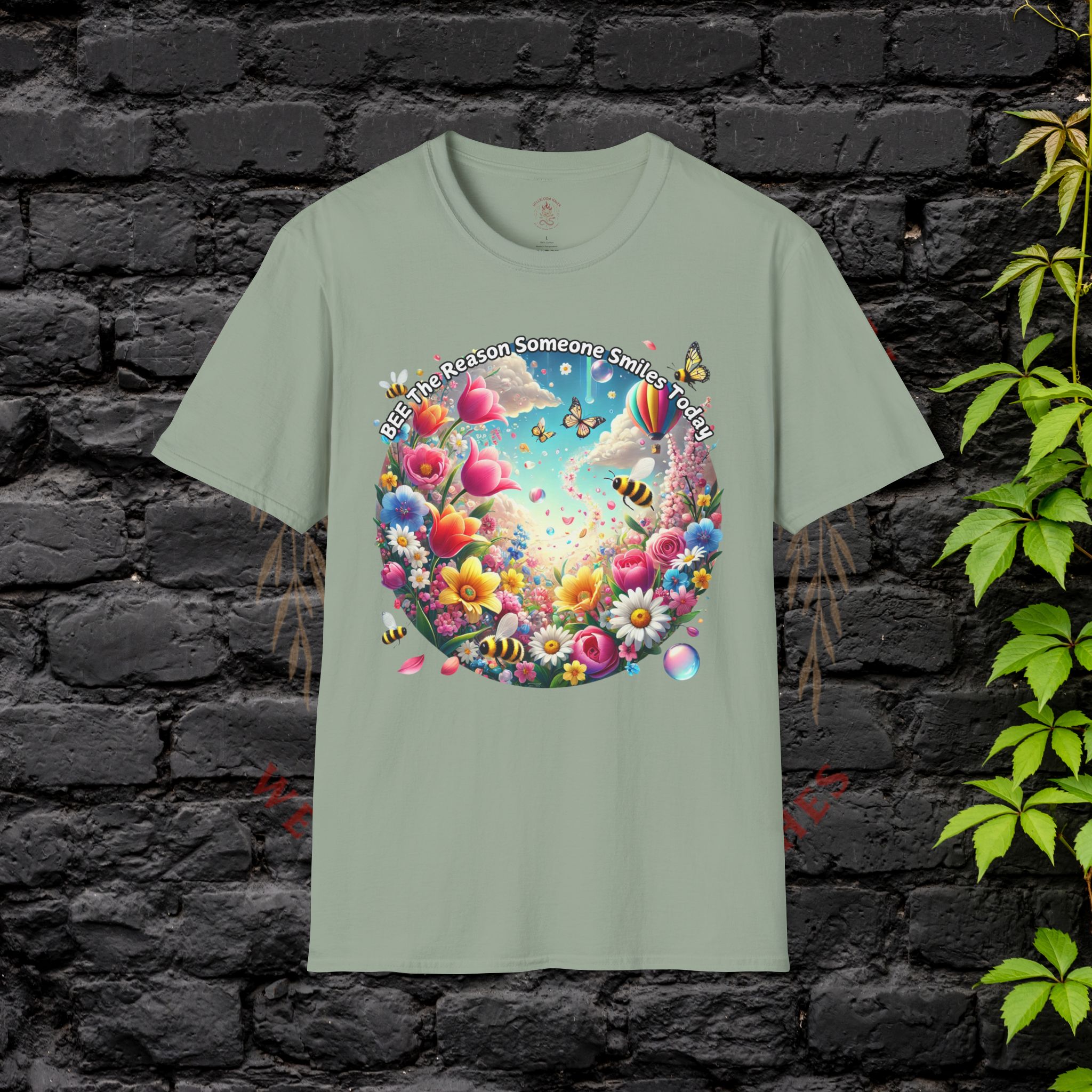Bee the Reason Someone Smiles Today Uplifting Floral Unisex T-Shirt - Image 17