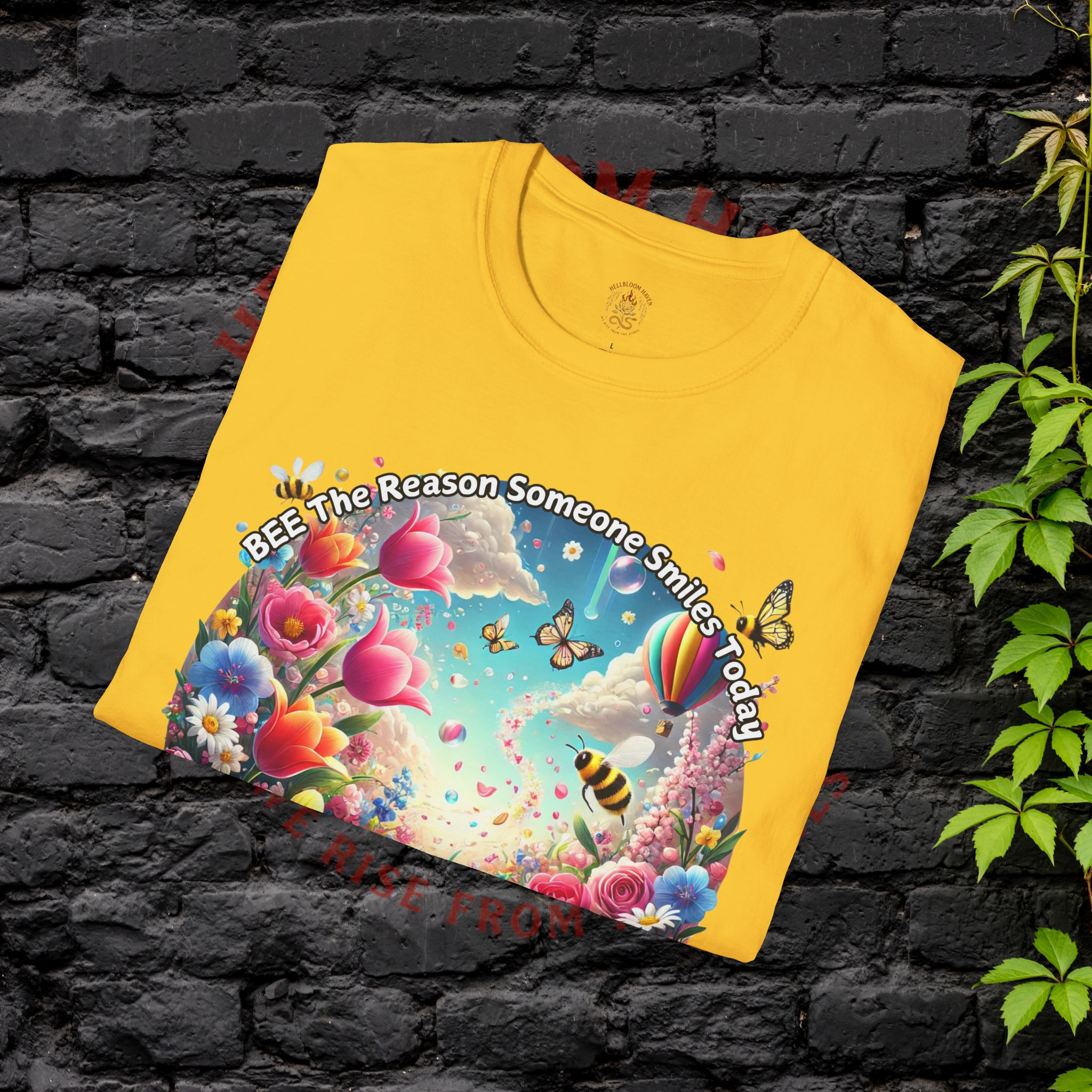 Bee the Reason Someone Smiles Today Uplifting Floral Unisex T-Shirt - Image 16