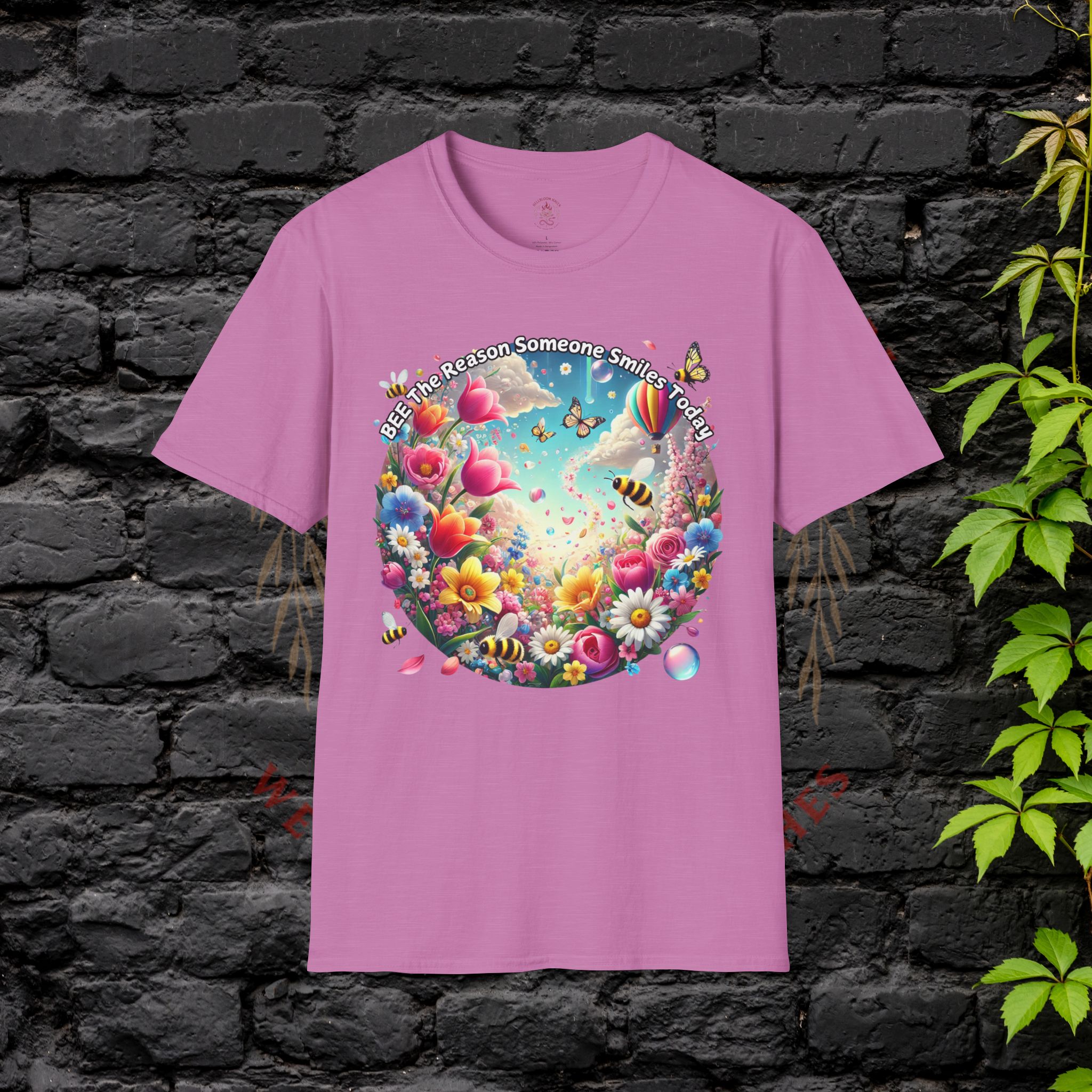 Bee the Reason Someone Smiles Today Uplifting Floral Unisex T-Shirt - Image 41