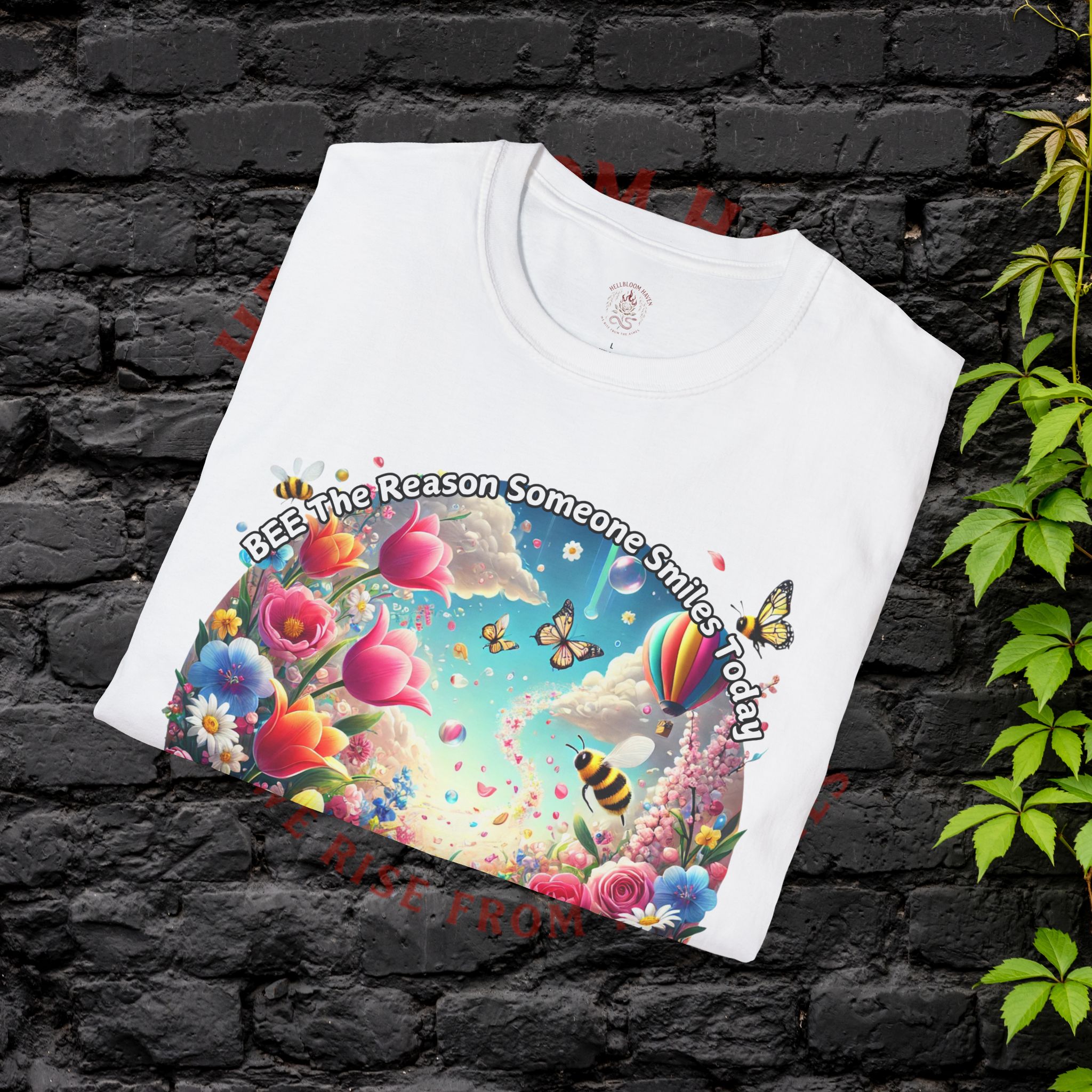 Bee the Reason Someone Smiles Today Uplifting Floral Unisex T-Shirt - Image 4