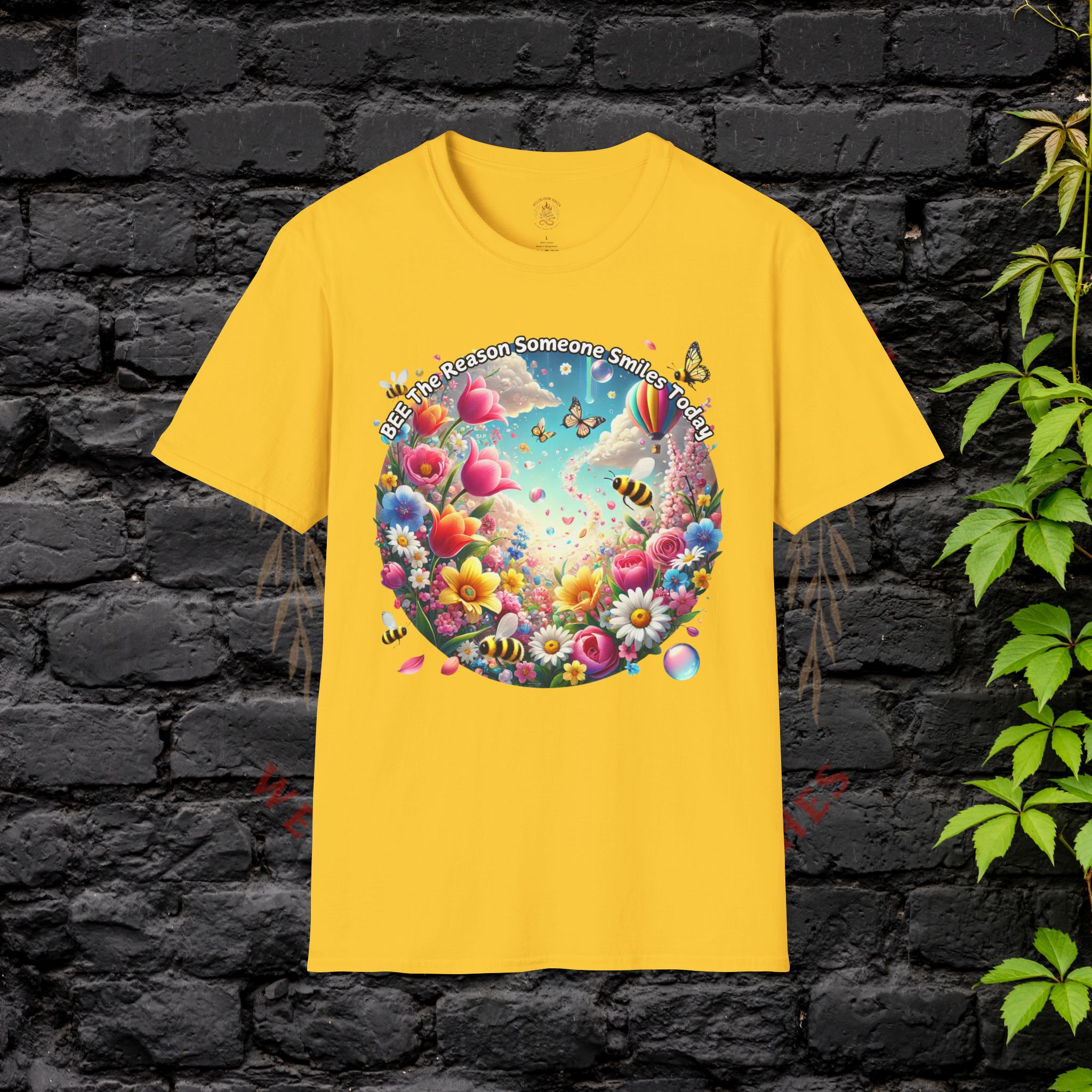 Bee the Reason Someone Smiles Today Uplifting Floral Unisex T-Shirt - Image 13