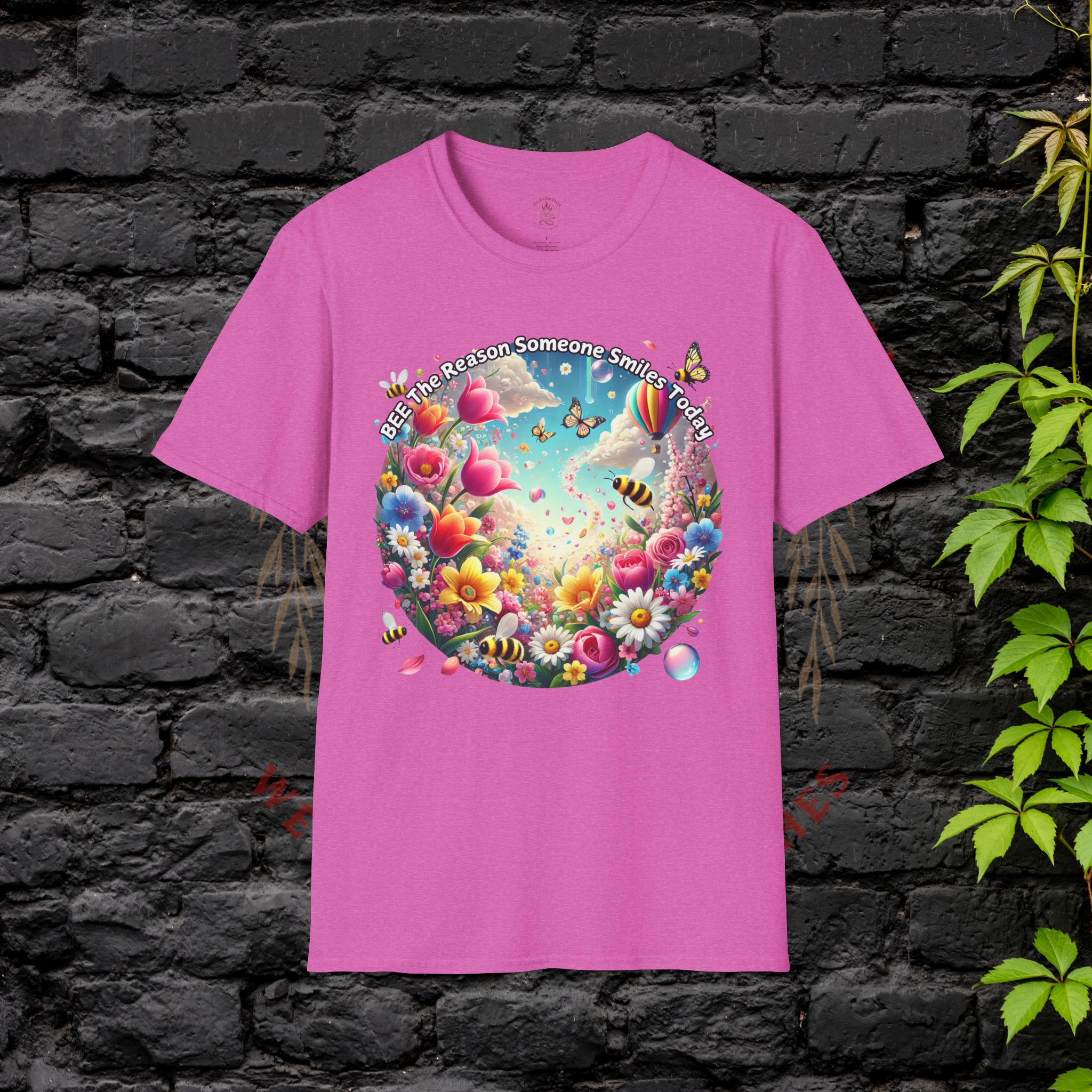 Bee the Reason Someone Smiles Today Uplifting Floral Unisex T-Shirt - Image 45