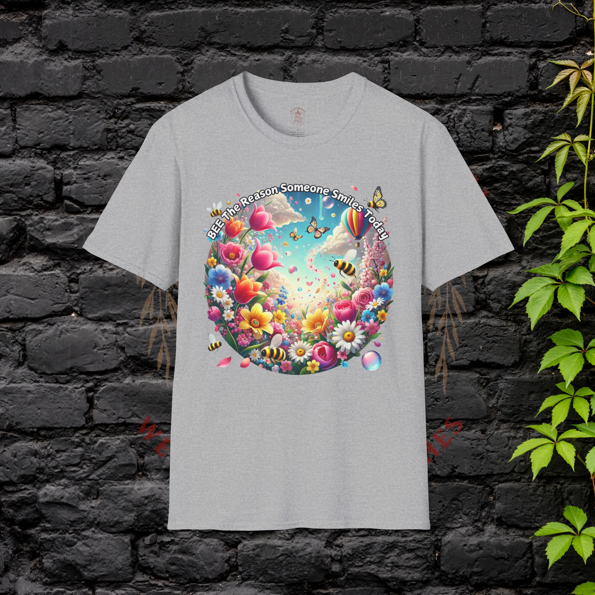 Bee the Reason Someone Smiles Today Uplifting Floral Unisex T-Shirt - Image 9