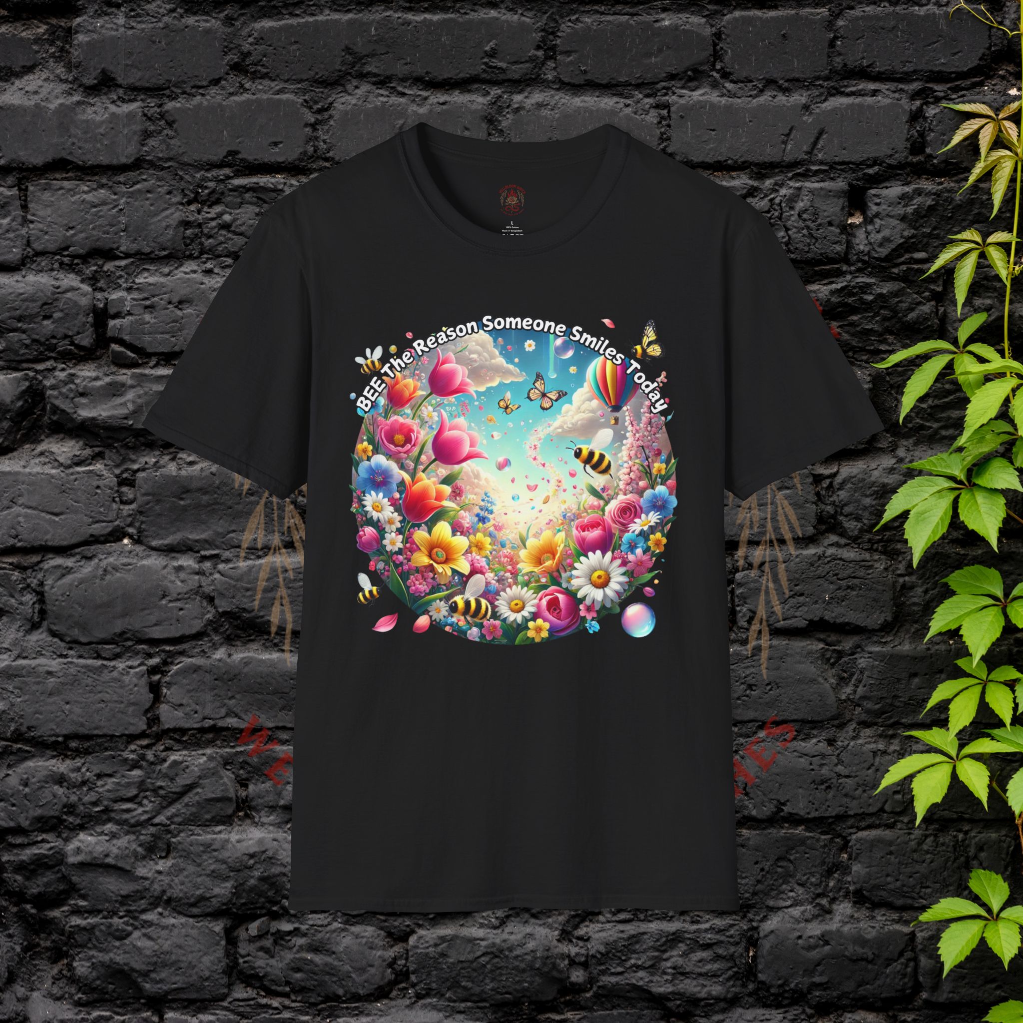 Bee the Reason Someone Smiles Today Uplifting Floral Unisex T-Shirt - Image 5