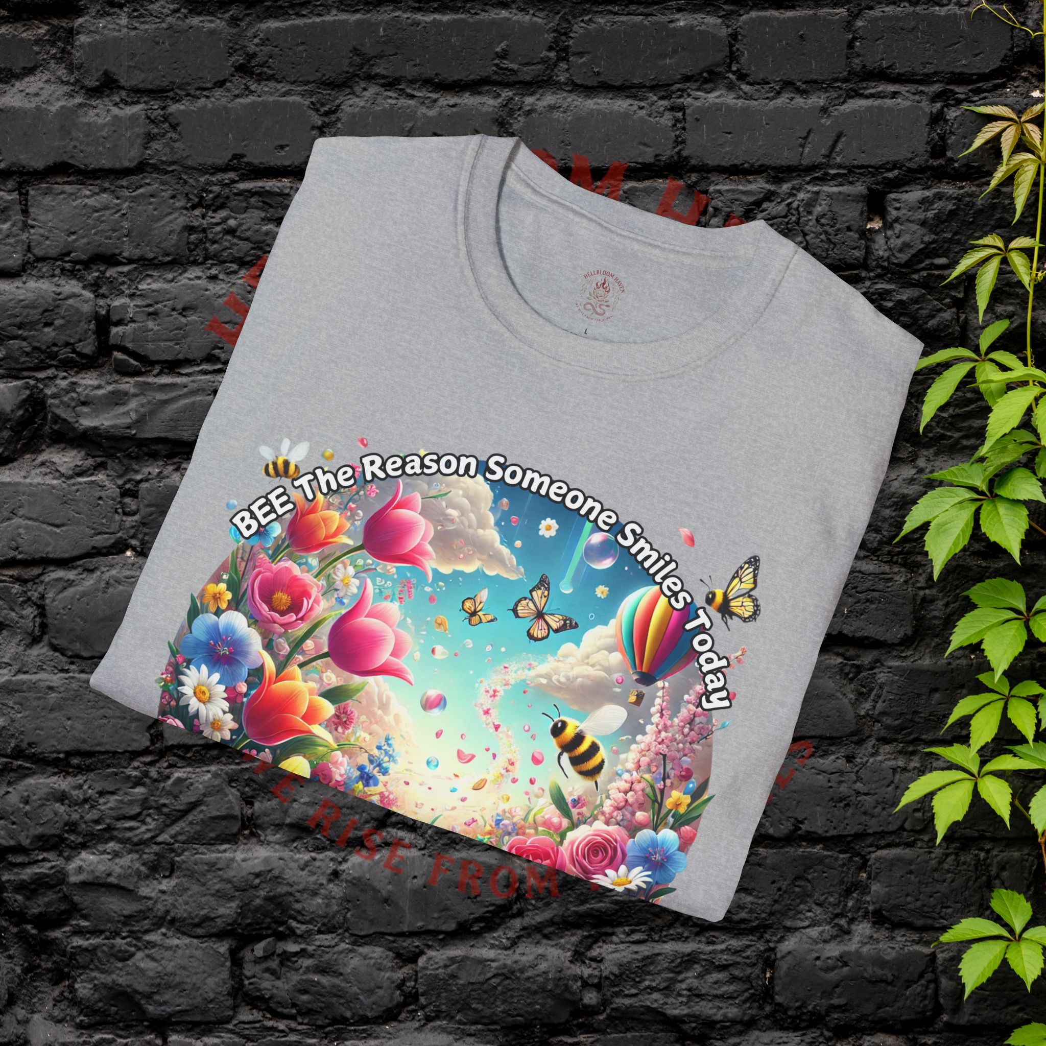 Bee the Reason Someone Smiles Today Uplifting Floral Unisex T-Shirt - Image 12