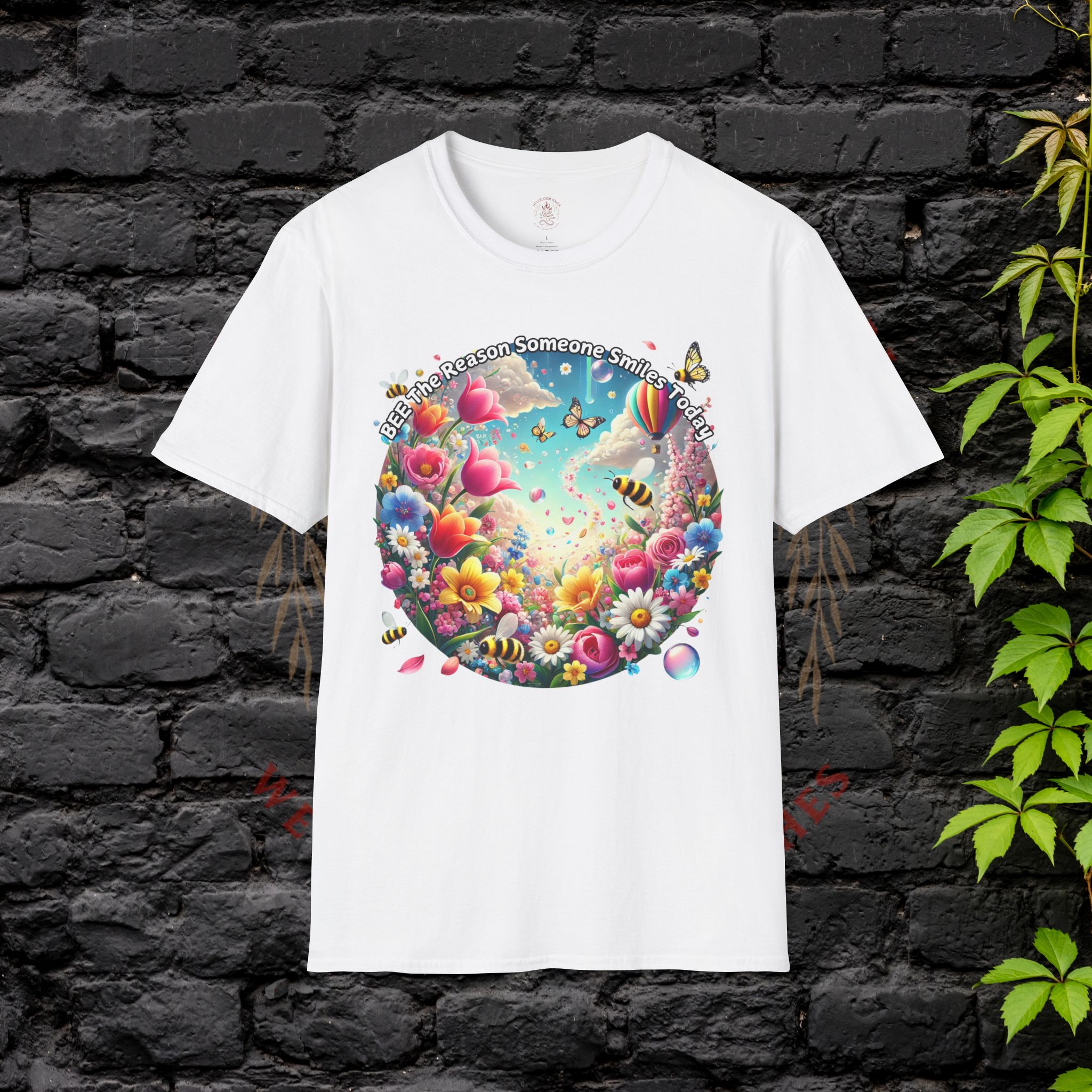 Bee the Reason Someone Smiles Today Uplifting Floral Unisex T-Shirt