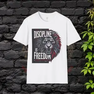Motivational Tee-Lion Graphic T-Shirt - Discipline is Freedom