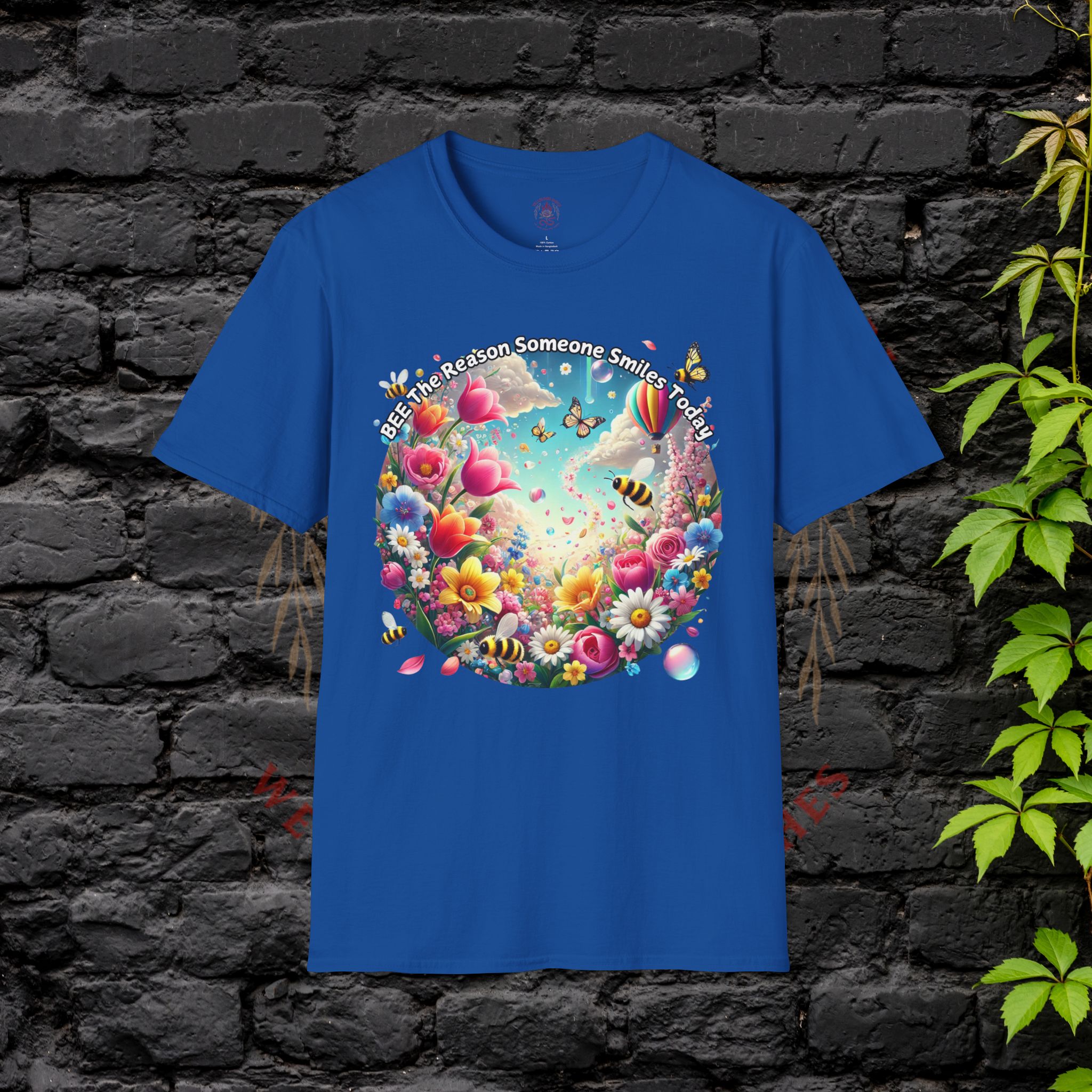 Bee the Reason Someone Smiles Today Uplifting Floral Unisex T-Shirt - Image 33