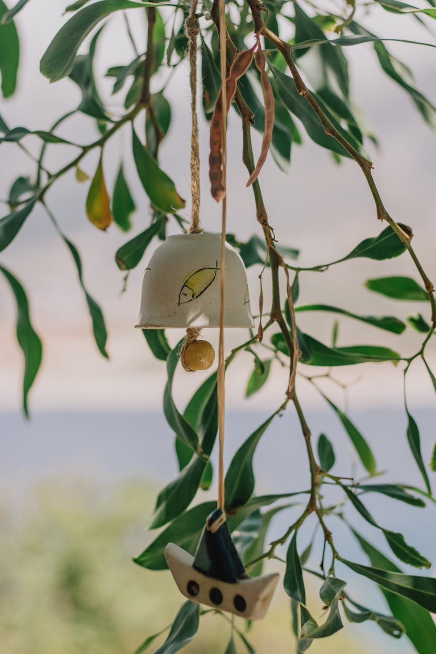 decorations hanging on a branch
