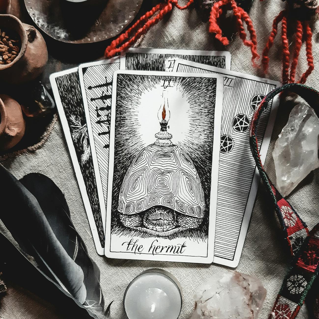 tarot cards and crystals