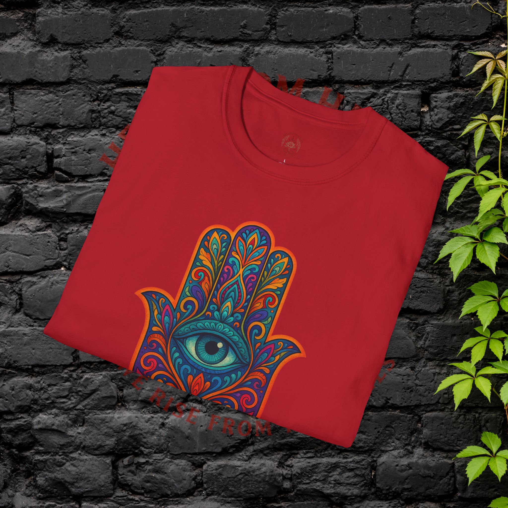 Bohemian Hamsa T-Shirt | Unisex Softstyle Tee for Spiritual Vibes - Image 56