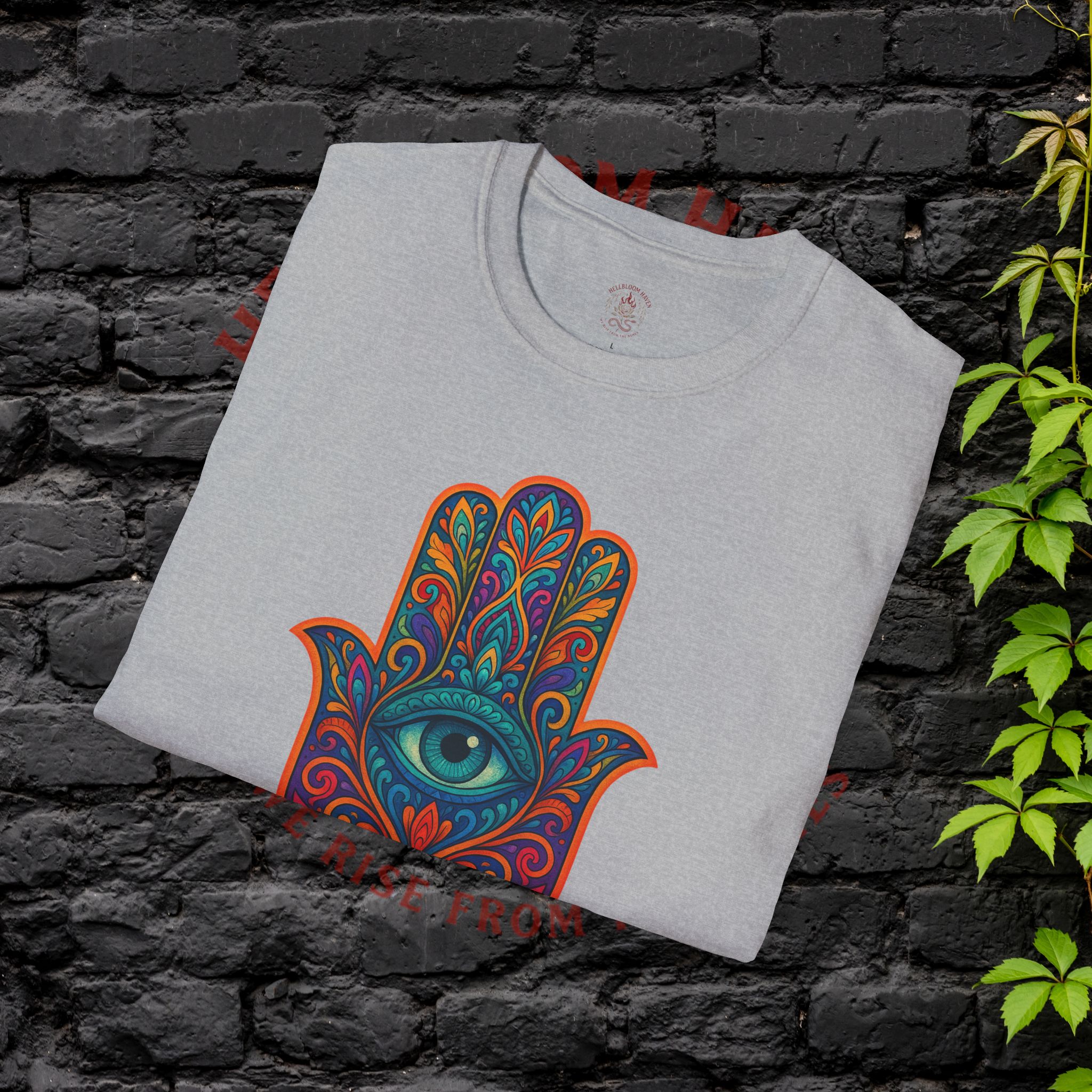 Bohemian Hamsa T-Shirt | Unisex Softstyle Tee for Spiritual Vibes - Image 12