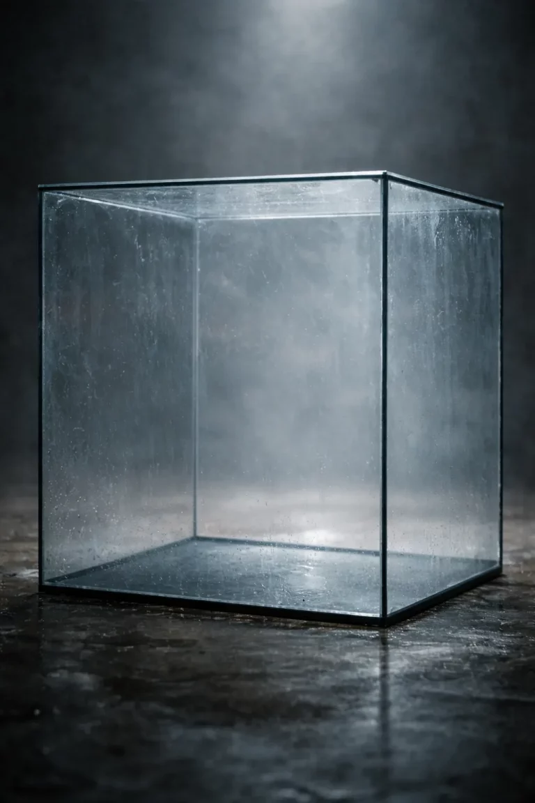 Empty glass display cube