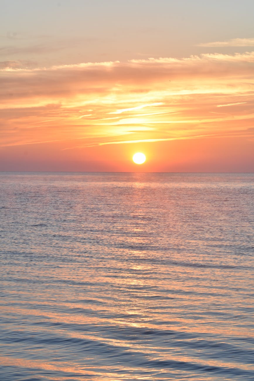 Ocean sunset over calm water