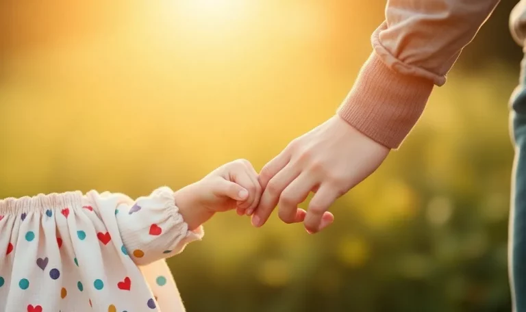 Child and adult hands holding gently