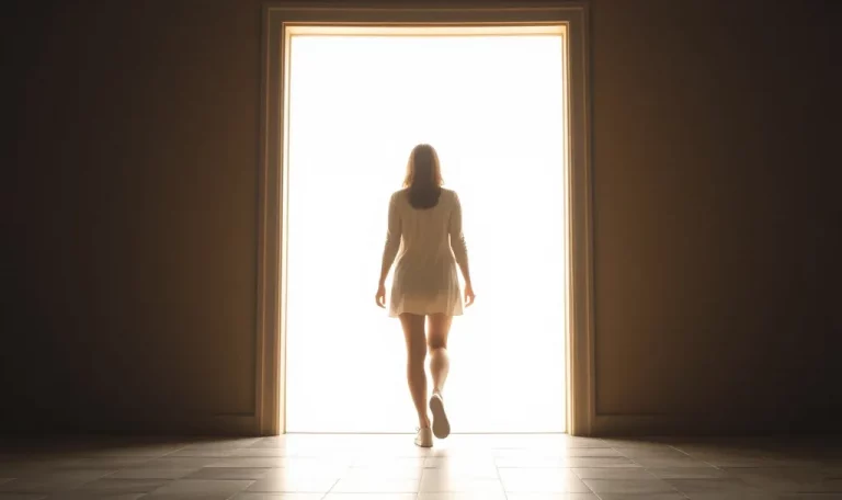 woman stepping into the light