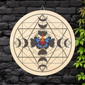 Moon Phases Crystal Grid | Sacred Geometry with Flame Lotus