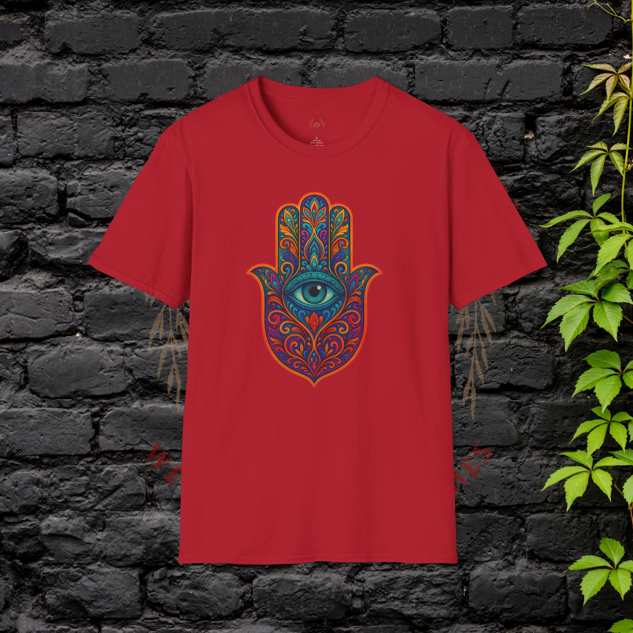 front of red Hamsa Shirt