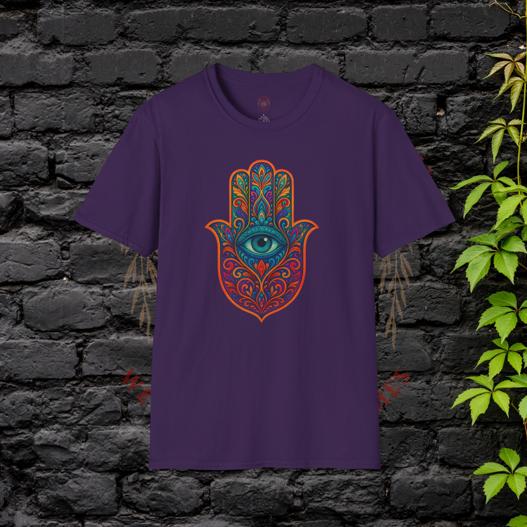 front of purple Hamsa Shirt