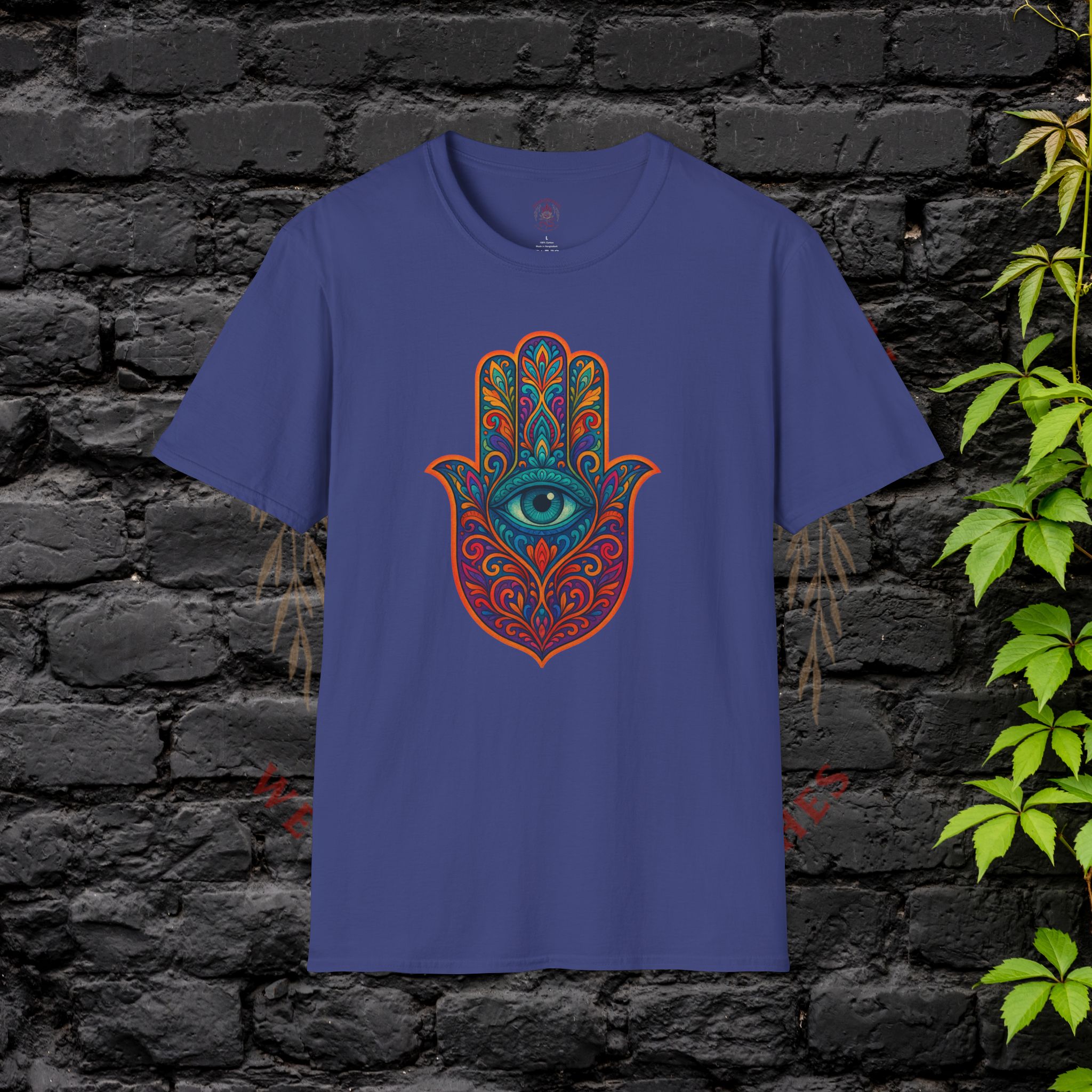 front of purple Hamsa Shirt