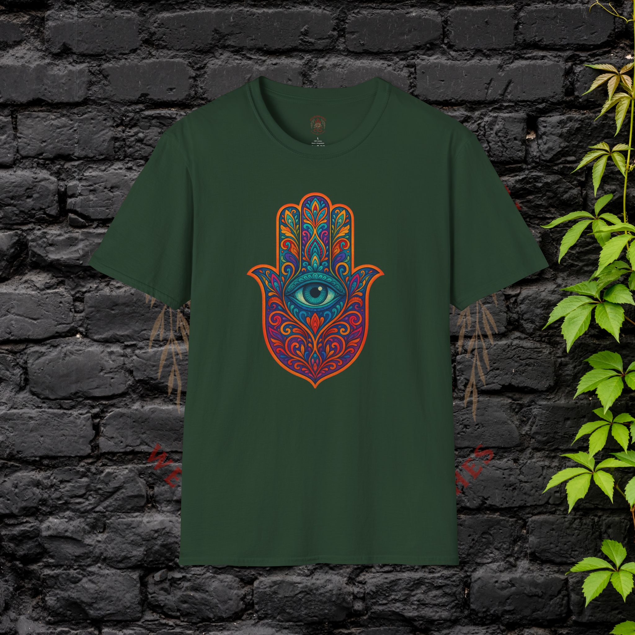 front of green Hamsa Shirt