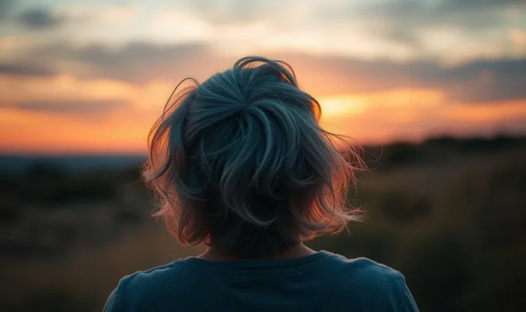 woman facing the sunset