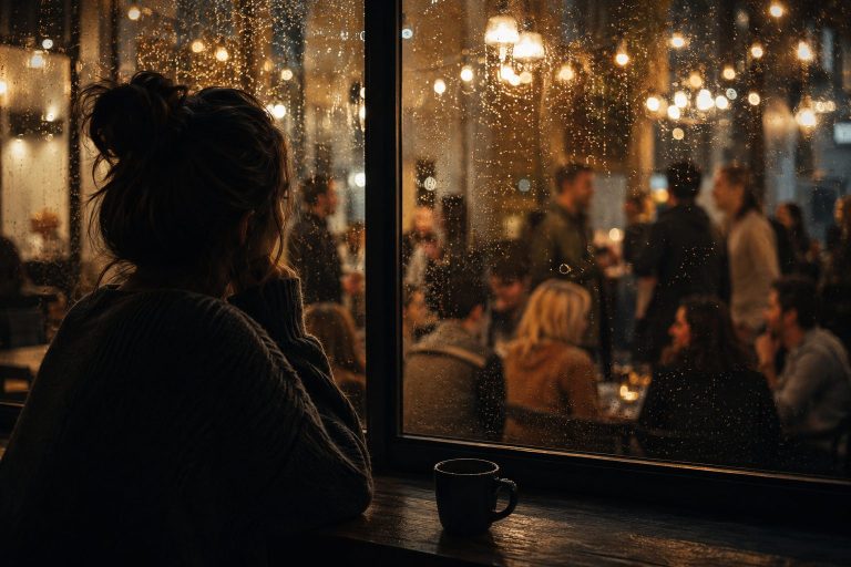 woman watching the world go by