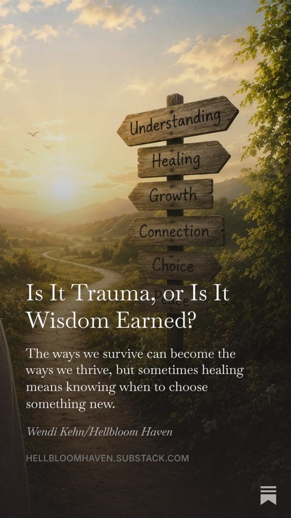 Hellbloom Haven | Trauma Education, Peer Support & Healing Resources | Hellbloom Haven Is It Trauma or Wisdom Earned Post Cover